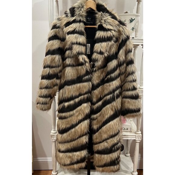 Free People Unreal Fur $480 Bengal Kiss Coat Trench Jacket Size Small - Picture 8 of 9